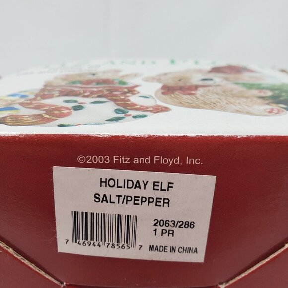 Holiday Elf Bear Salt Pepper Shaker Set, 2003 Fitz and Floyd Christmas - Picture 11 of 11